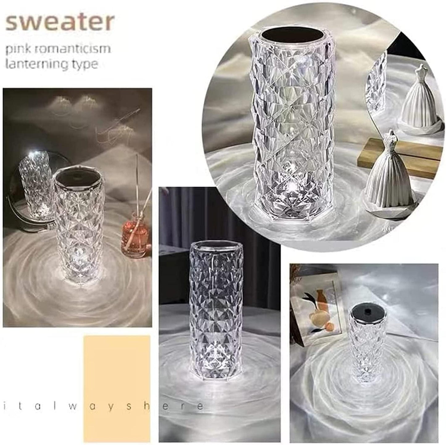 16 Color Changing Rose Crystal Diamond Table Lamp